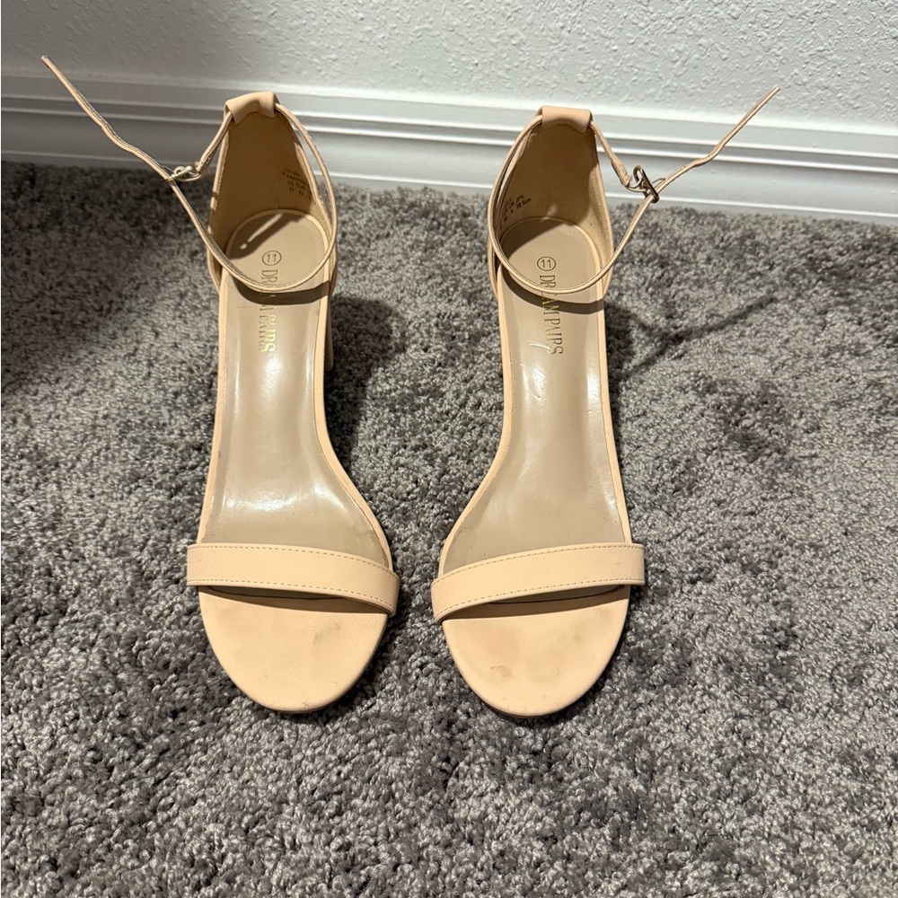 Dream Pairs Beige Ankle Strap Heels